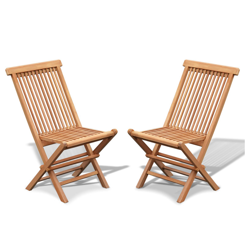 SunriseOutdoorLTD 2 Pack Golden Teak Wood Outdoor Folding Chair Patio